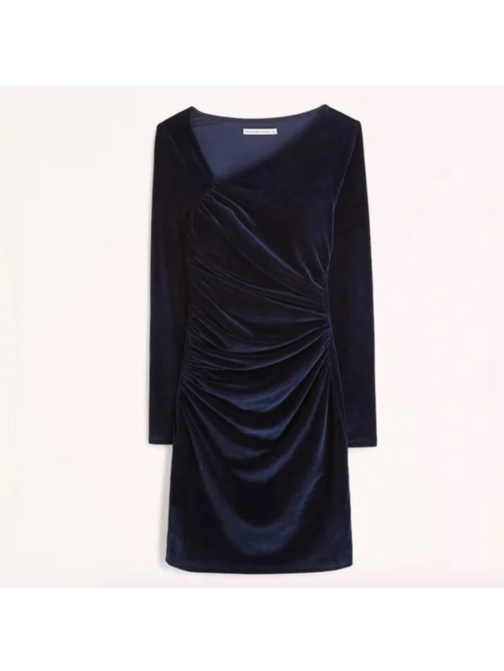 New Abercrombie & Fitch blue velvet asymmetrical neckline mini dress size XS